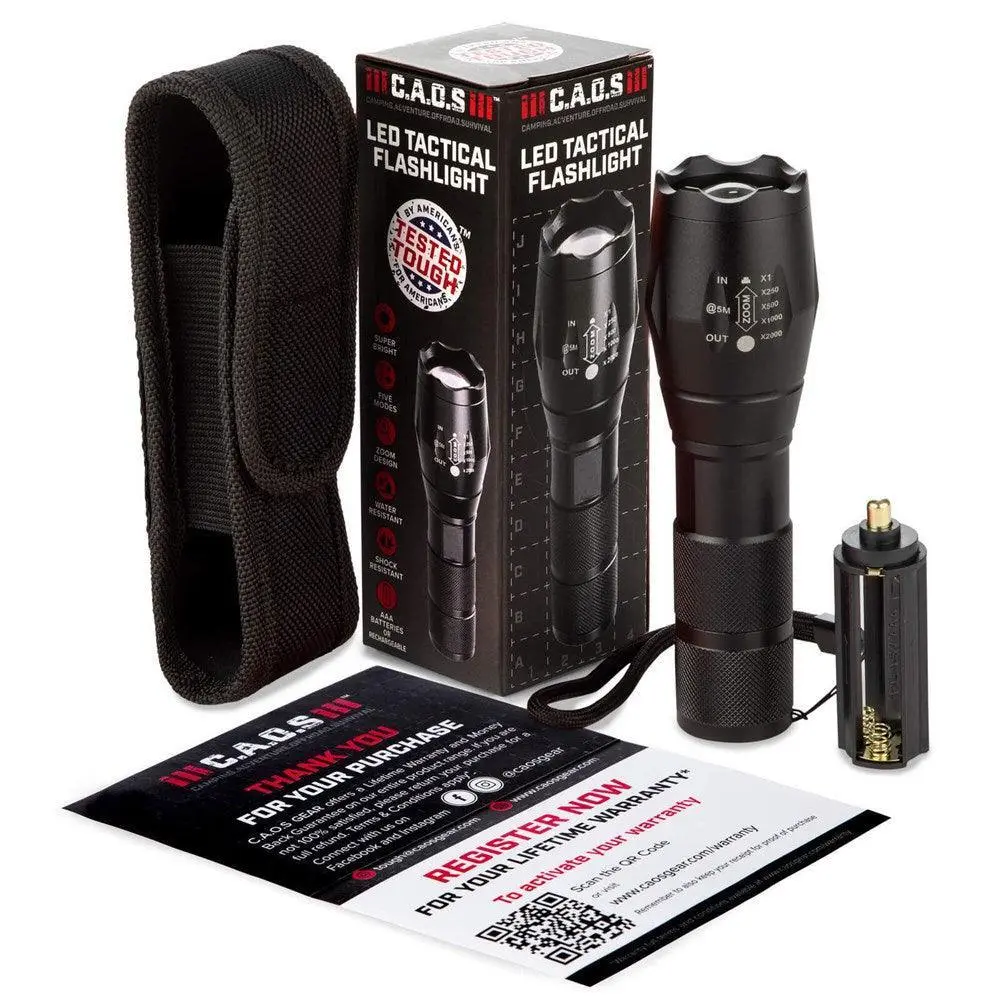 CAOS TACTICAL LED Torch with Nylon Belt Pouch (Black) - Image 5