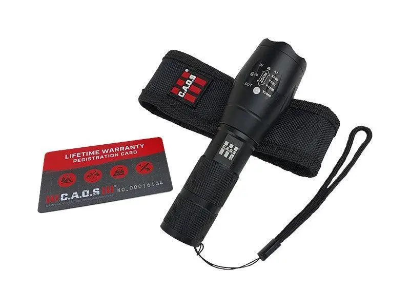 CAOS TACTICAL LED Torch with Nylon Belt Pouch (Black) - Image 6