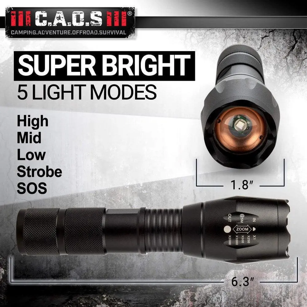 CAOS TACTICAL LED Torch with Nylon Belt Pouch (Black) - Image 7