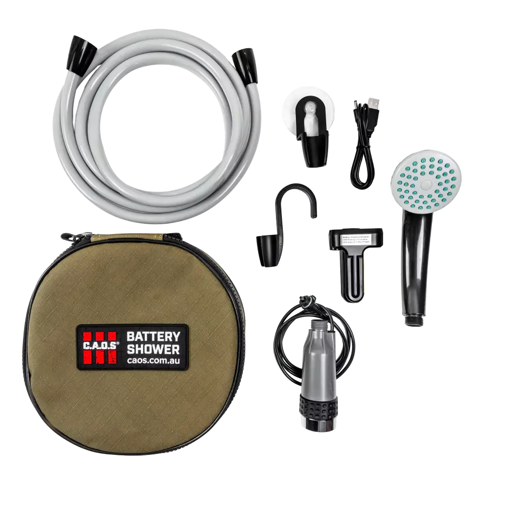 CAOS USB Rechargeable Camp Shower (Sealed Switch) + FREE Spare Battery Pack - Image 4