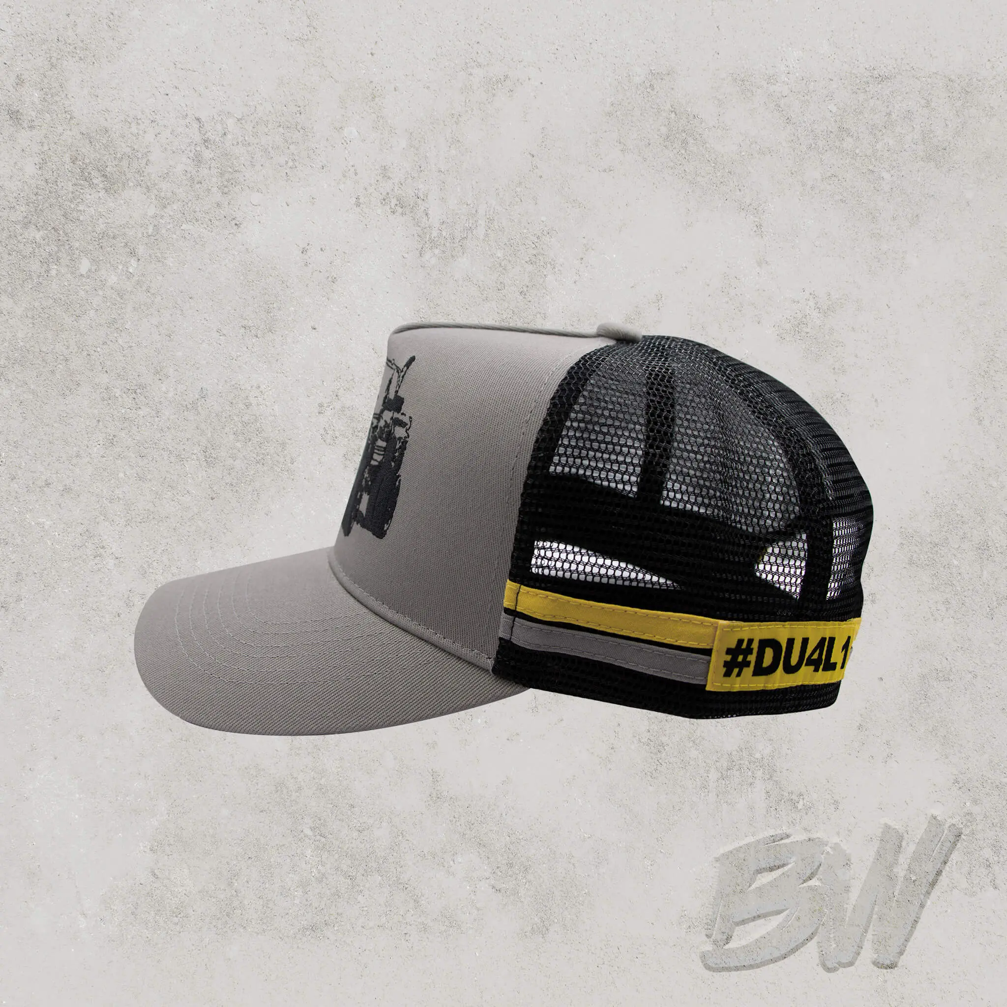 DU4L1 Front Trucker Mesh Cap - Grey - Image 3