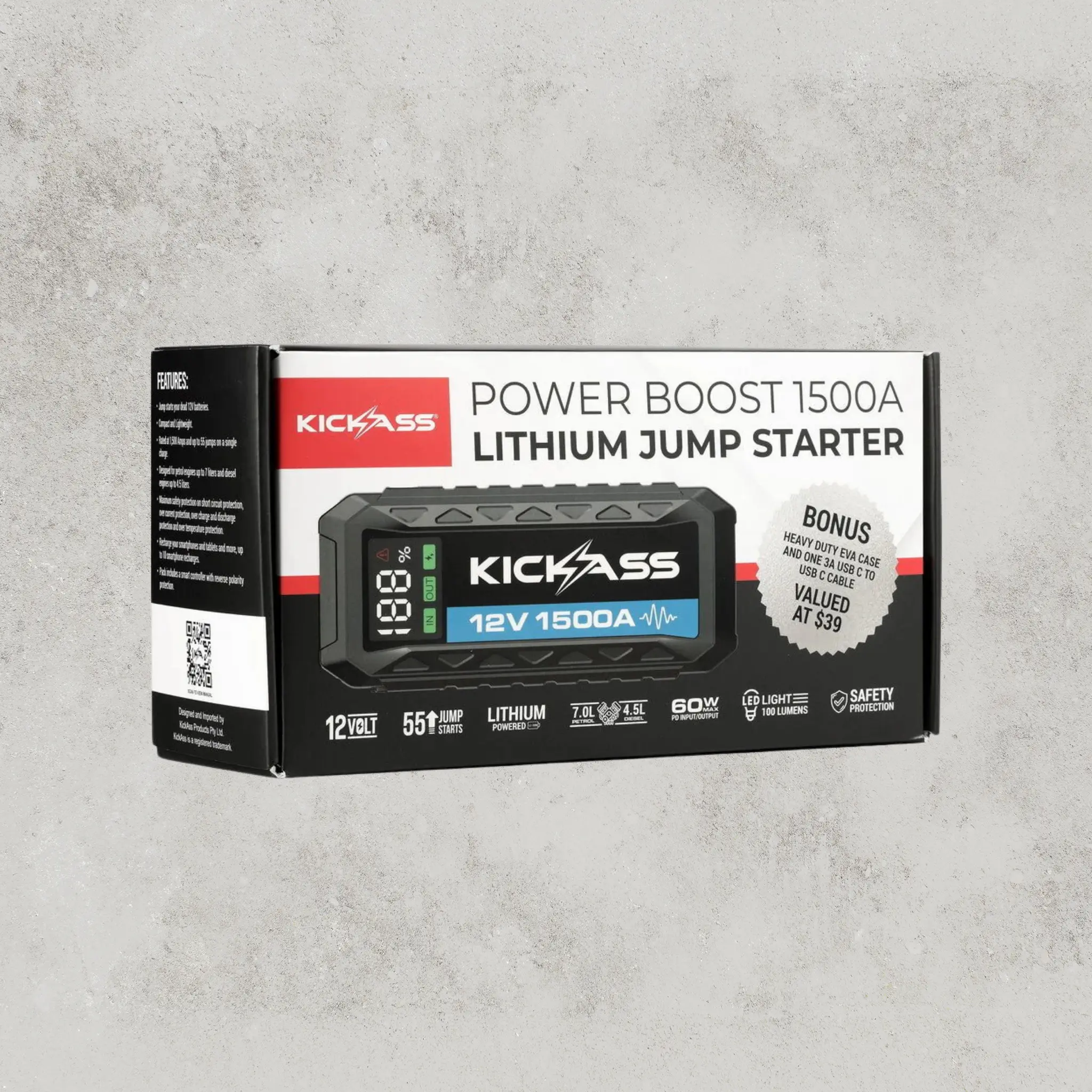 KickAss 12V Lithium 1500A Portable Car Jump Starter Power Bank - Image 4